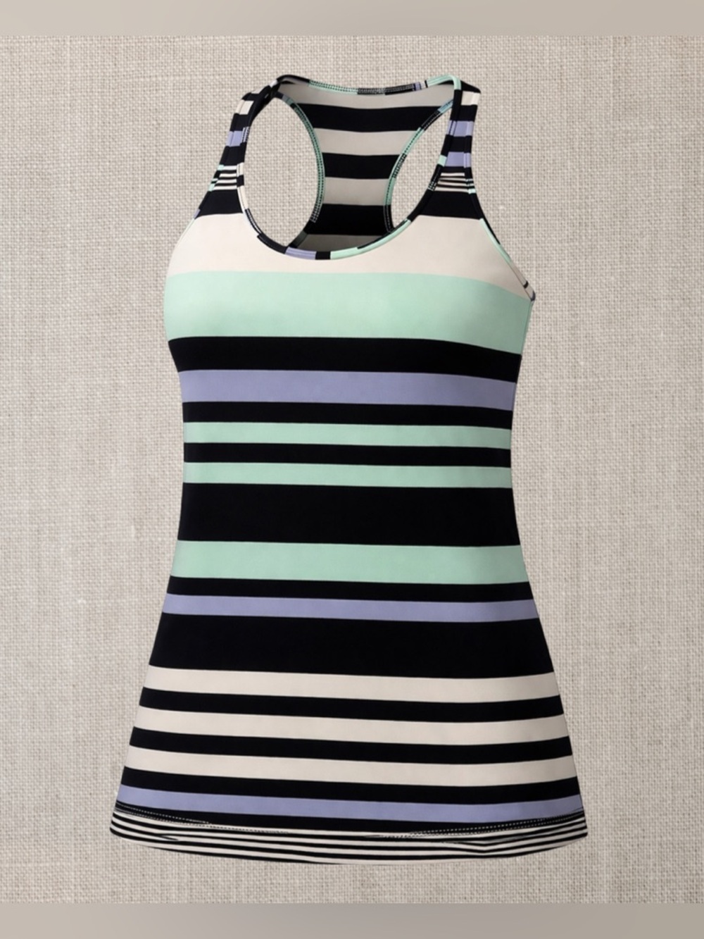 Lululemon Cool Racerback Tank Top - Discover Stripe White Deep Indigo